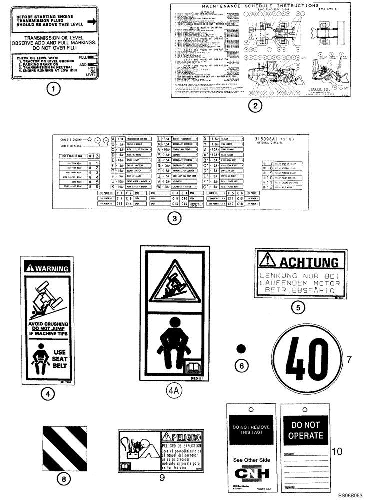 Схема запчастей Case 821C - (09-60) - DECALS - FRENCH, GERMAN/AUSTRIAN, GERMAN TUV (09) - CHASSIS