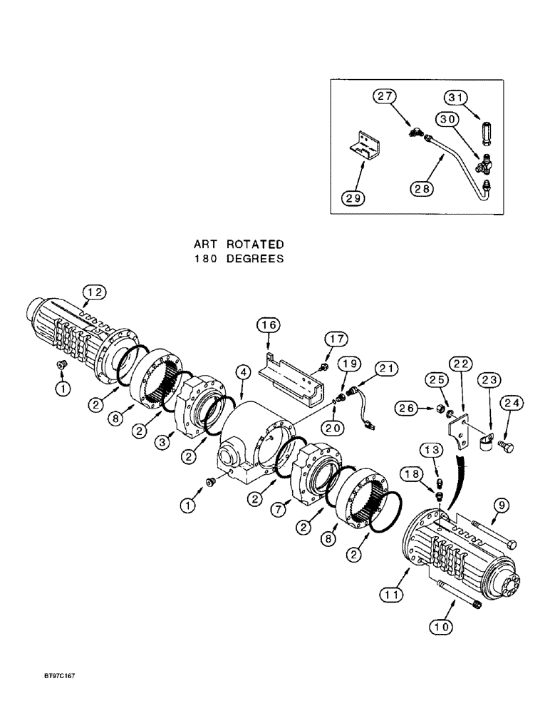 Схема запчастей Case 580SL - (6-52) - 114367A2 REAR DRIVE AXLE, AXLE HOUSING (06) - POWER TRAIN