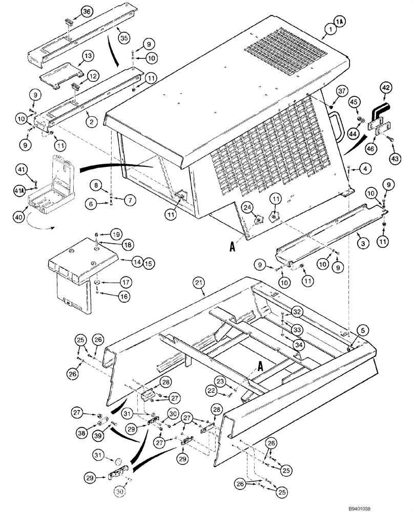 Схема запчастей Case 1845C - (09-34) - CANOPY, ROPS - FRAME AND PANELS (NORTH AMERICA), JAF0040228 - (09) - CHASSIS/ATTACHMENTS