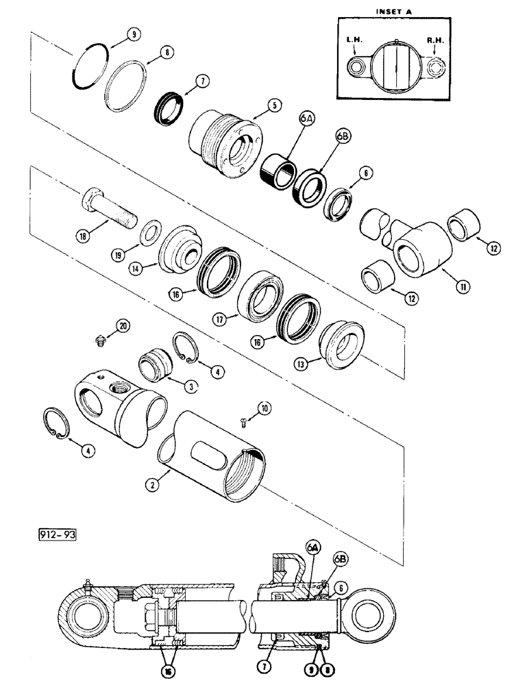 Схема запчастей Case 35 - (168) - 4" BACKHOE STABILIZER CYLINDER 