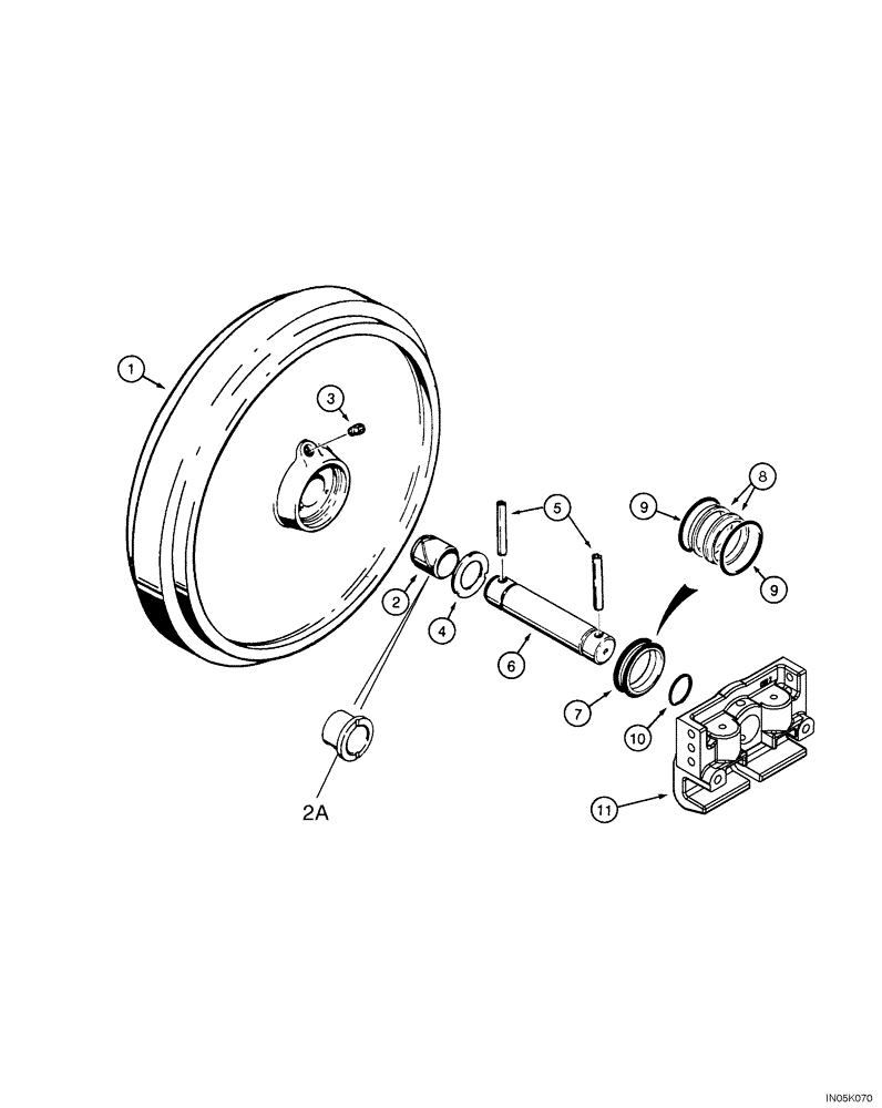 Схема запчастей Case 550H-IND - (05-05) - TRACK IDLER (11) - TRACKS/STEERING