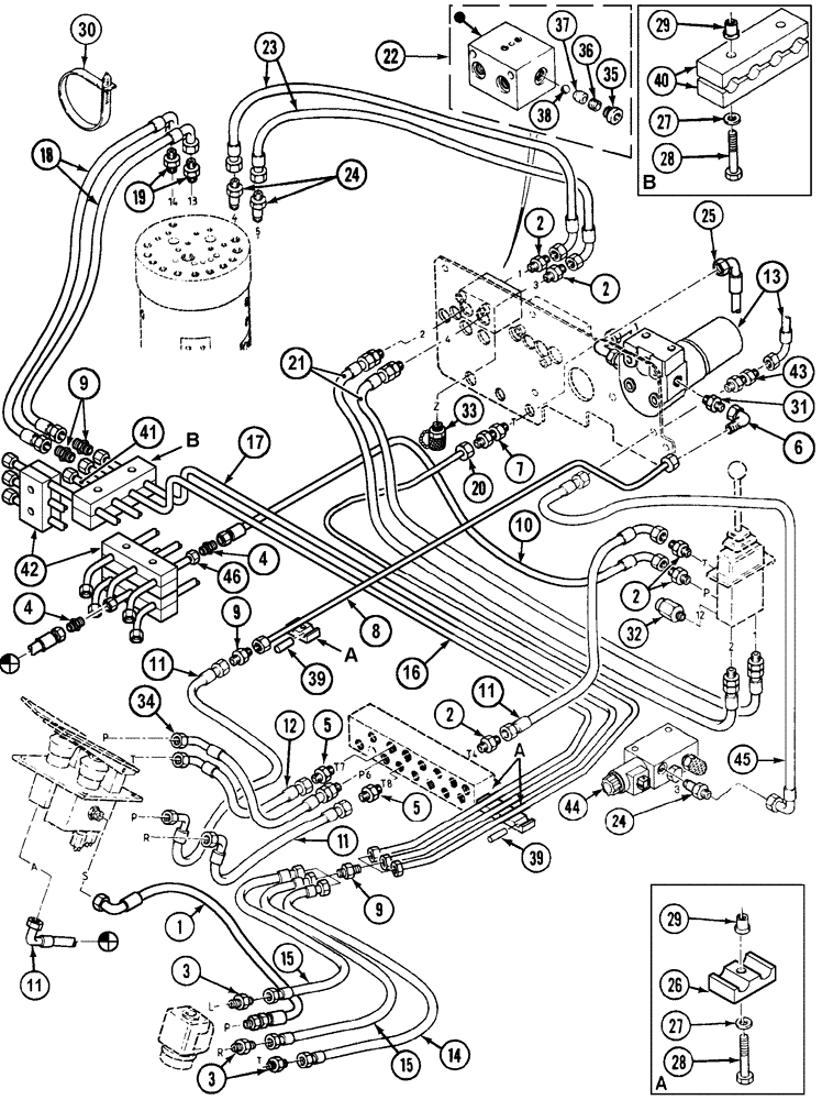 Схема запчастей Case 788 - (08D-06) - HYDRAULIC CIRCUIT OPERATORS COMPARTMENT 788P (07) - HYDRAULIC SYSTEM