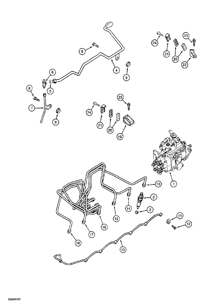 Схема запчастей Case 1150G - (3-008) - FUEL INJECTION SYSTEM, 6T-590 ENGINE, PRIOR TO JJG0218023 AND JJG0218024 - JJG0218478 (02) - FUEL SYSTEM