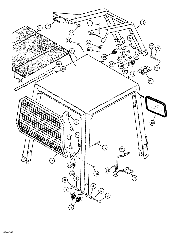 Схема запчастей Case 1150G - (9-044) - ROLL OVER PROTECTIVE STRUCTURE, CANOPY AND BRUSH GUARDS (05) - UPPERSTRUCTURE CHASSIS