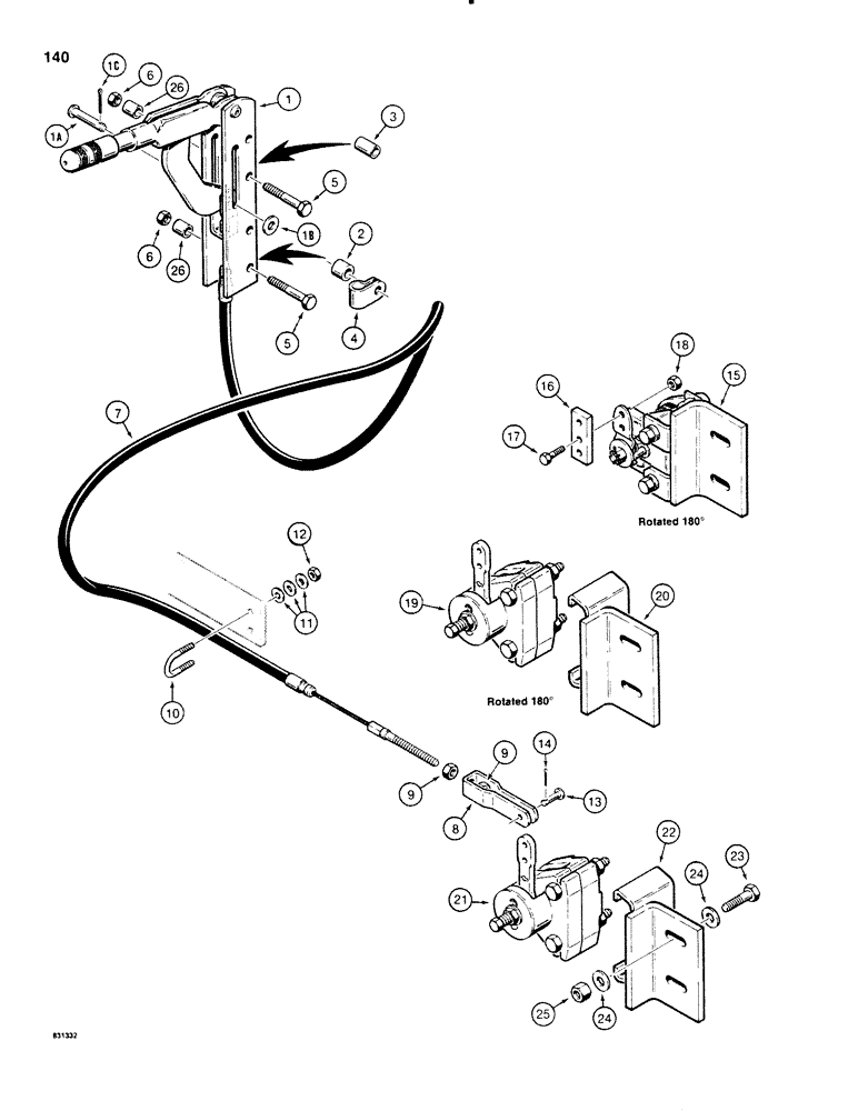 Схема запчастей Case P60 - (140) - PARKING BRAKE SYSTEMS (33) - BRAKES & CONTROLS