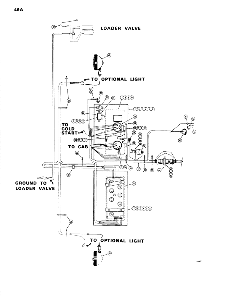 Схема запчастей Case W14 - (049A) - ELECTRICAL SYSTEM, FRONT HARNESS AND INSTRUMENT PANELS, MODELS W/ INSTRUMENT CLUSTER (04) - ELECTRICAL SYSTEMS