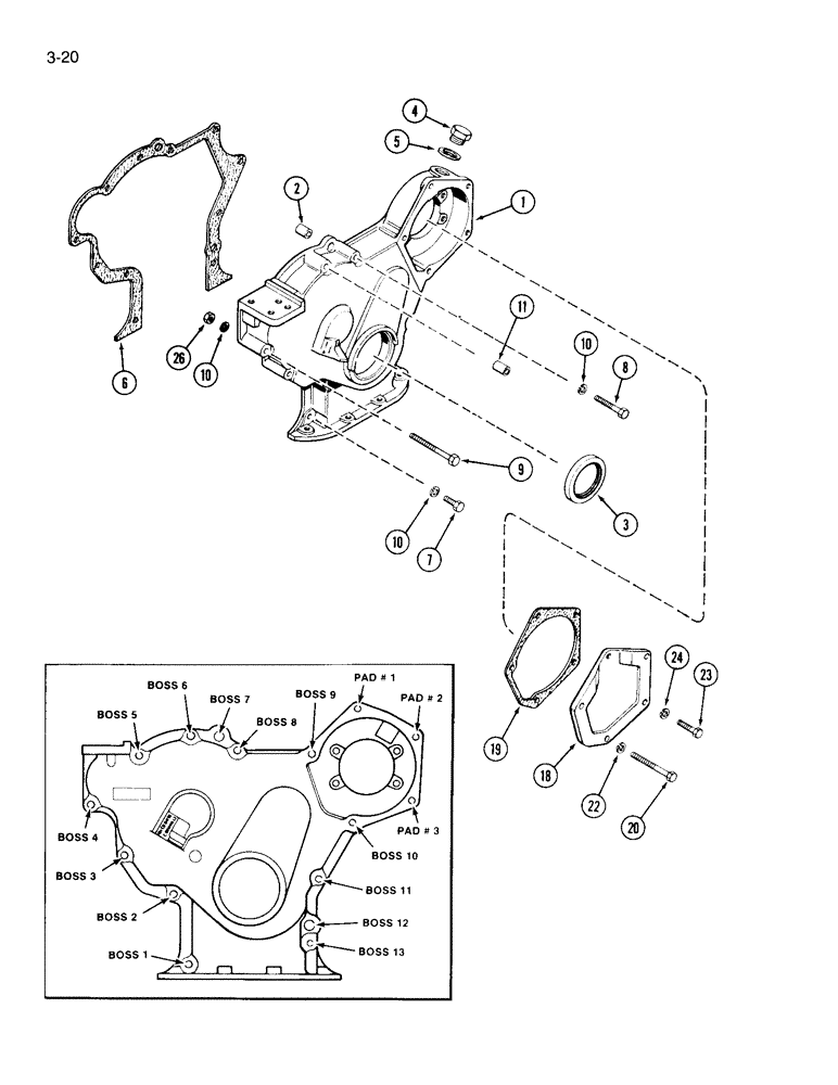 Схема запчастей Case W18B - (3-20) - TIMING GEAR COVER, 504BD AND 504BDT ENGINE (03) - FUEL SYSTEM