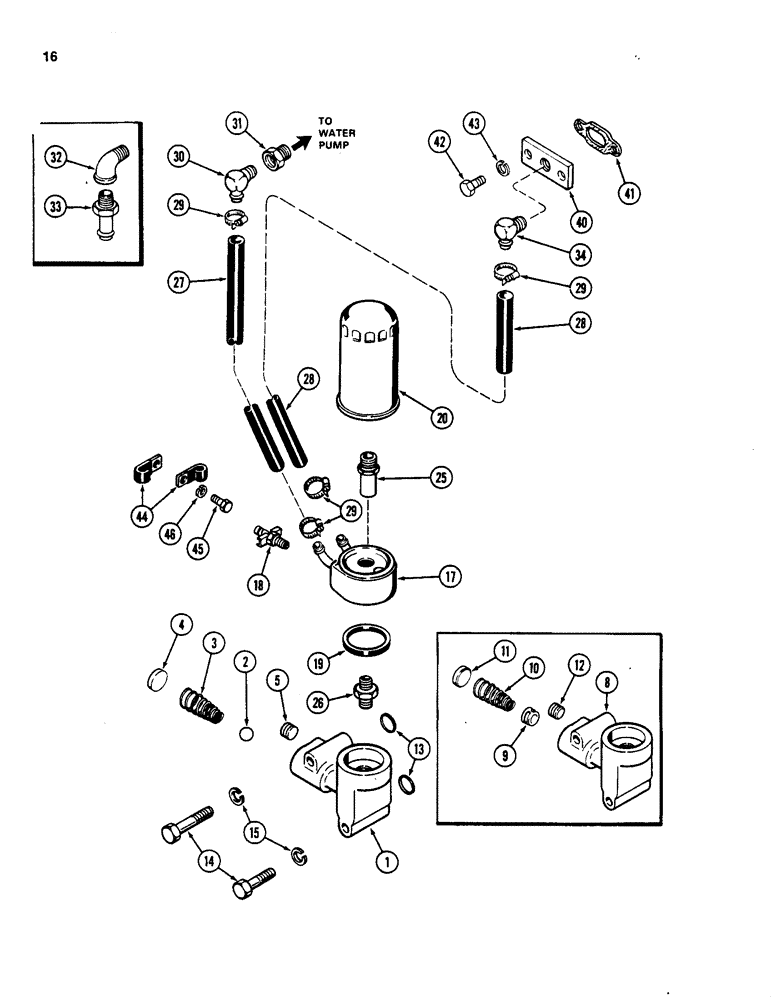 Схема запчастей Case W18 - (016) - OIL FILTER AND COOLER, 401BD AND 401BDT DIESEL ENGINE (02) - ENGINE