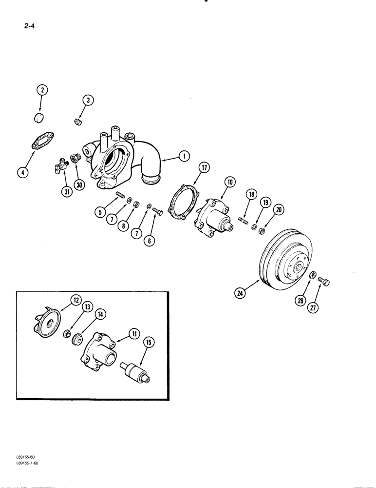 Схема запчастей Case W30 - (2-04) - WATER PUMP, 504BDT ENGINE (02) - ENGINE