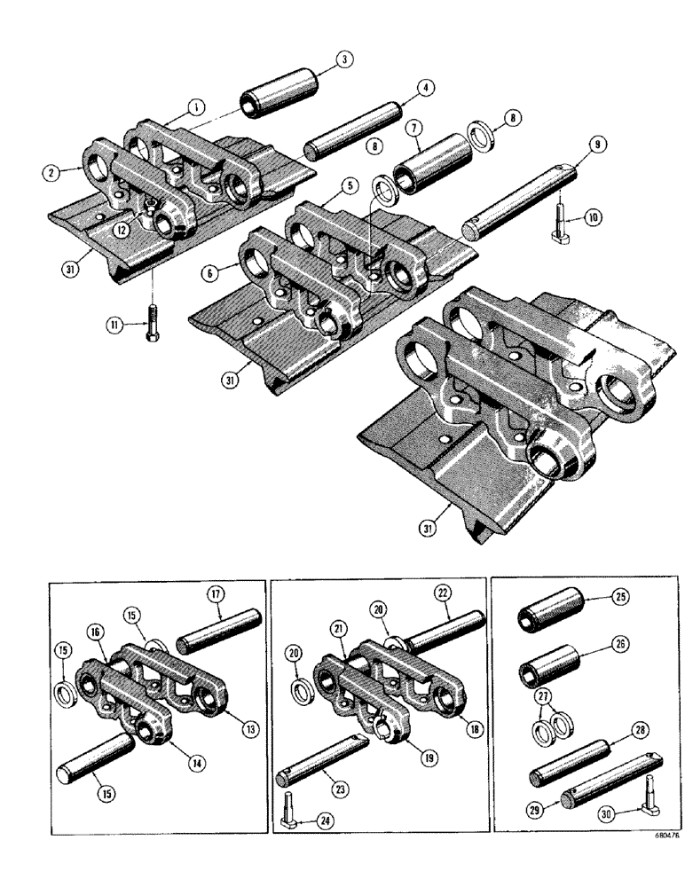 Схема запчастей Case 1000D - (182) - TRACK CHAIN, USED ON TRACTOR SERIAL NO. 7104771 & AFTER (04) - UNDERCARRIAGE