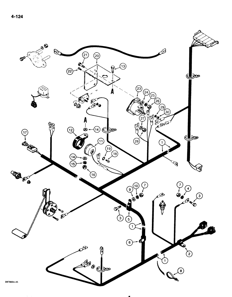 Схема запчастей Case 1818 - (4-124) - REAR HARNESS, DIESEL MODELS (04) - ELECTRICAL SYSTEMS