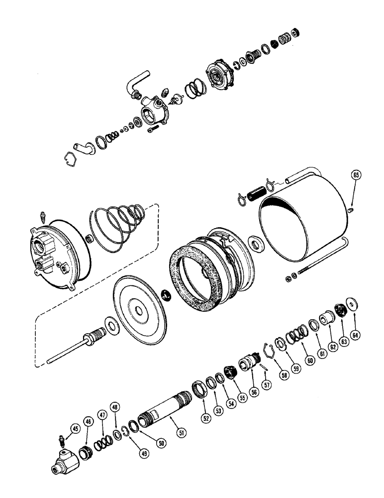 Схема запчастей Case W10 - (128) - HYDROVAC CYLINDER (07) - BRAKES
