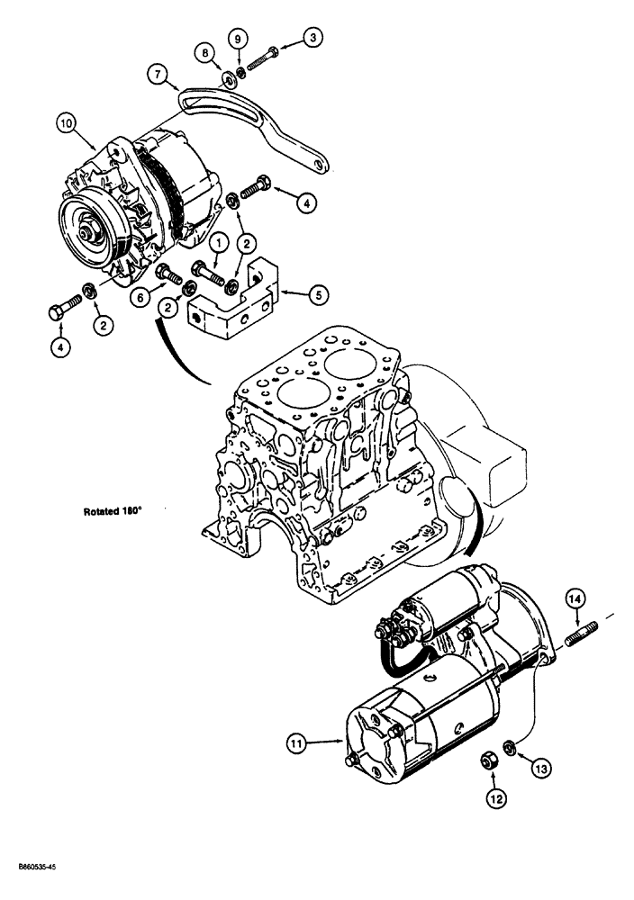 Схема запчастей Case CASE - (4-02) - STARTER AND ALTERNATOR MOUNTING (04) - ELECTRICAL SYSTEMS