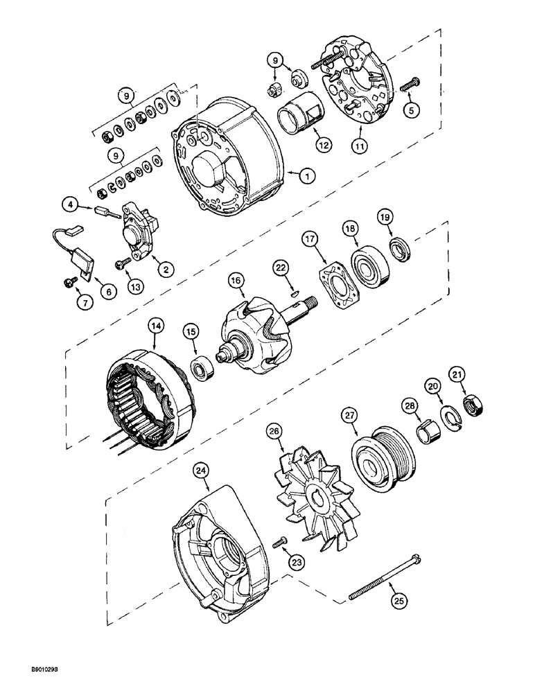 Схема запчастей Case 9030B - (4-02) - ALTERNATOR ASSEMBLY, A187916 (04) - ELECTRICAL SYSTEMS