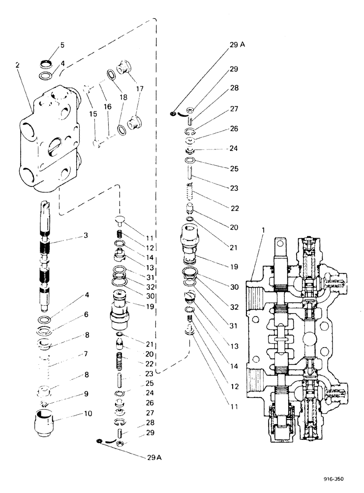 Схема запчастей Case 580F - (218) - SWING VALVE (35) - HYDRAULIC SYSTEMS