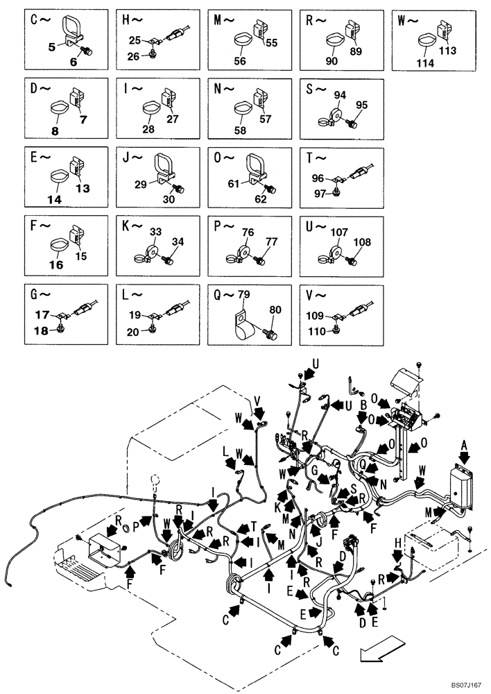 Схема запчастей Case CX130B - (04-05A) - HARNESS, MAIN - CLAMPS AND RETAINERS (04) - ELECTRICAL SYSTEMS