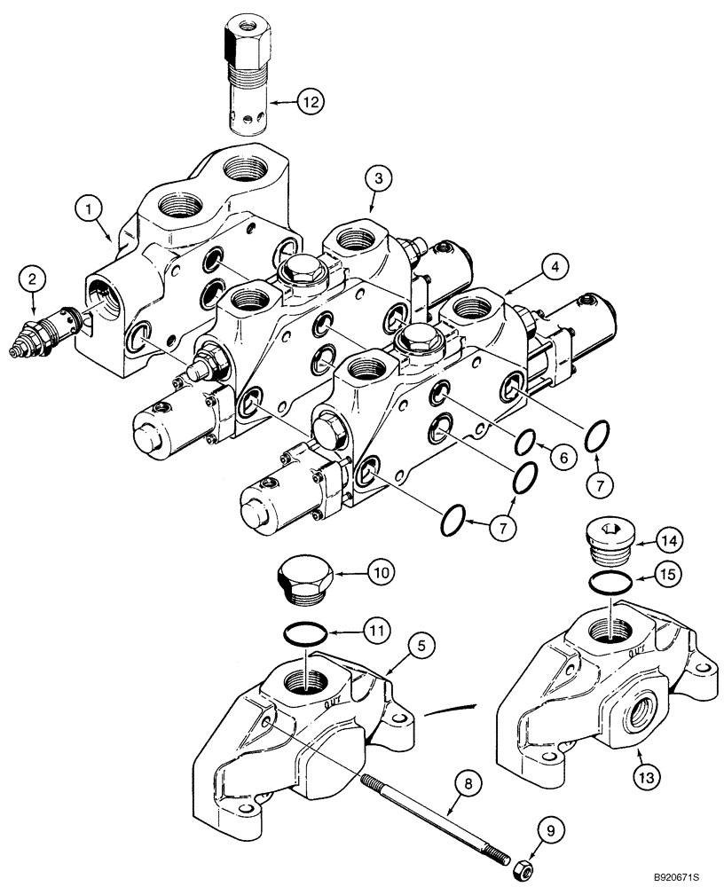 Схема запчастей Case 821C - (08-12) - VALVE ASSY - LOADER CONTROL, TWO SPOOL (Jun 4 2010 3:49PM) (08) - HYDRAULICS
