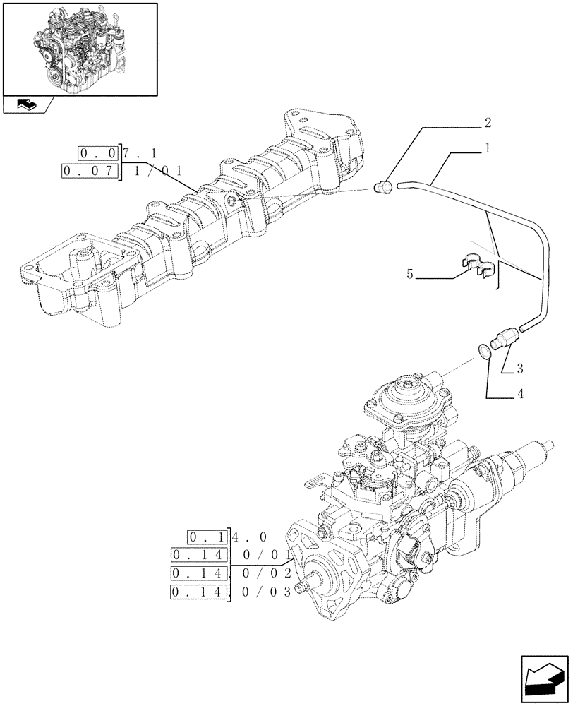 Схема запчастей Case 21E - (0.14.6) - INJECTION EQUIPMENT - PIPING (01) - ENGINE