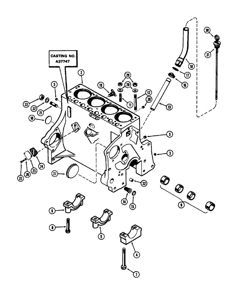 Схема запчастей Case 580B - (062) - CYLINDER BLOCK, (188) SPARK IGNITION ENGINE (02) - ENGINE