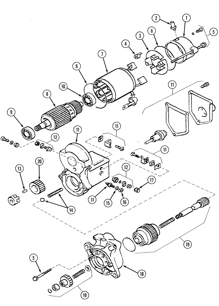 Схема запчастей Case 1835C - (4-10) - STARTER, GASOLINE MODELS ONLY (04) - ELECTRICAL SYSTEMS