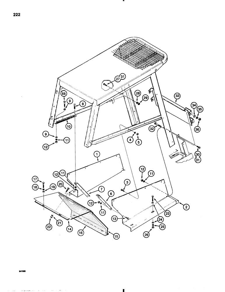 Схема запчастей Case 1845B - (222) - ROPS CANOPY CLOSURE PANELS (09) - CHASSIS/ATTACHMENTS