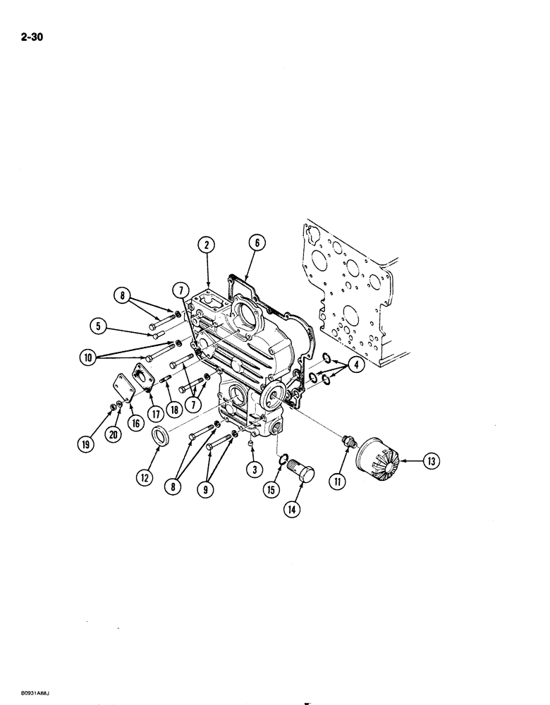 Схема запчастей Case 1818 - (2-030) - FRONT GEAR COVER, DIESEL MODELS (02) - ENGINE