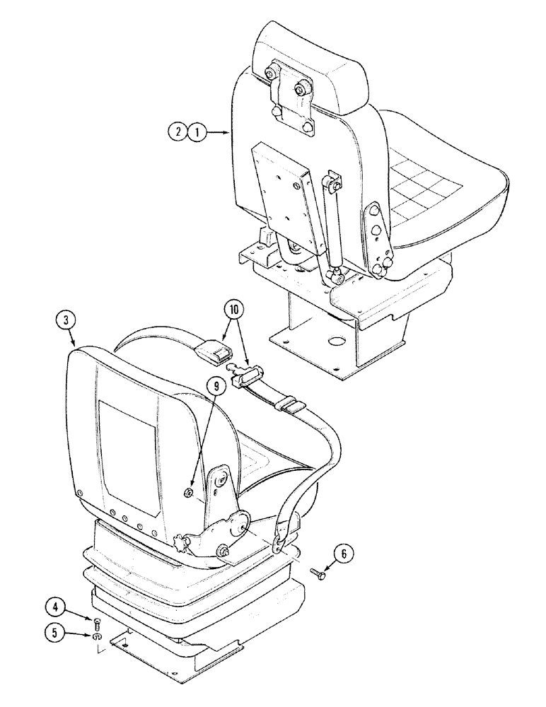 Схема запчастей Case 580SK - (9-116) - SUSPENSION SEAT AND MOUNTING PARTS, NOT FOR PRESTIGE (09) - CHASSIS/ATTACHMENTS