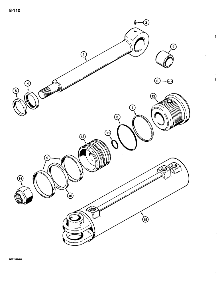 Схема запчастей Case 680L - (8-110) - LOADER CLAM CYLINDER (08) - HYDRAULICS