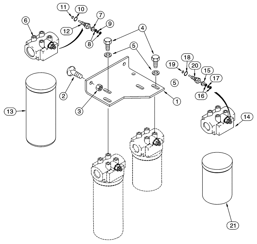 Схема запчастей Case 85XT - (06-08) - FILTER ASSY MOUNTING, NORTH AMERICAN MODELS -JAF0352233, EUROPEAN MODELS -JAF0352714 (06) - POWER TRAIN