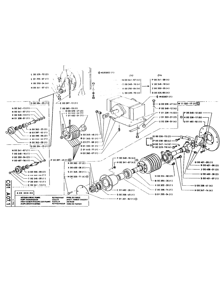Схема запчастей Case LC80 - (033) - PUMP TRANSMISSION, COOLER, SHAFT-POWER TAKEOFF 