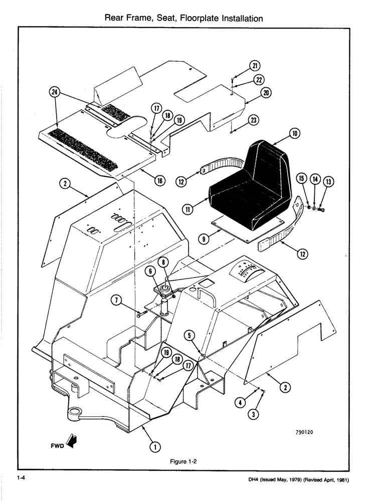 Схема запчастей Case DH4 - (1-04) - REAR FRAME, SEAT, FLOORPLATE INSTALLATION (39) - FRAMES AND BALLASTING