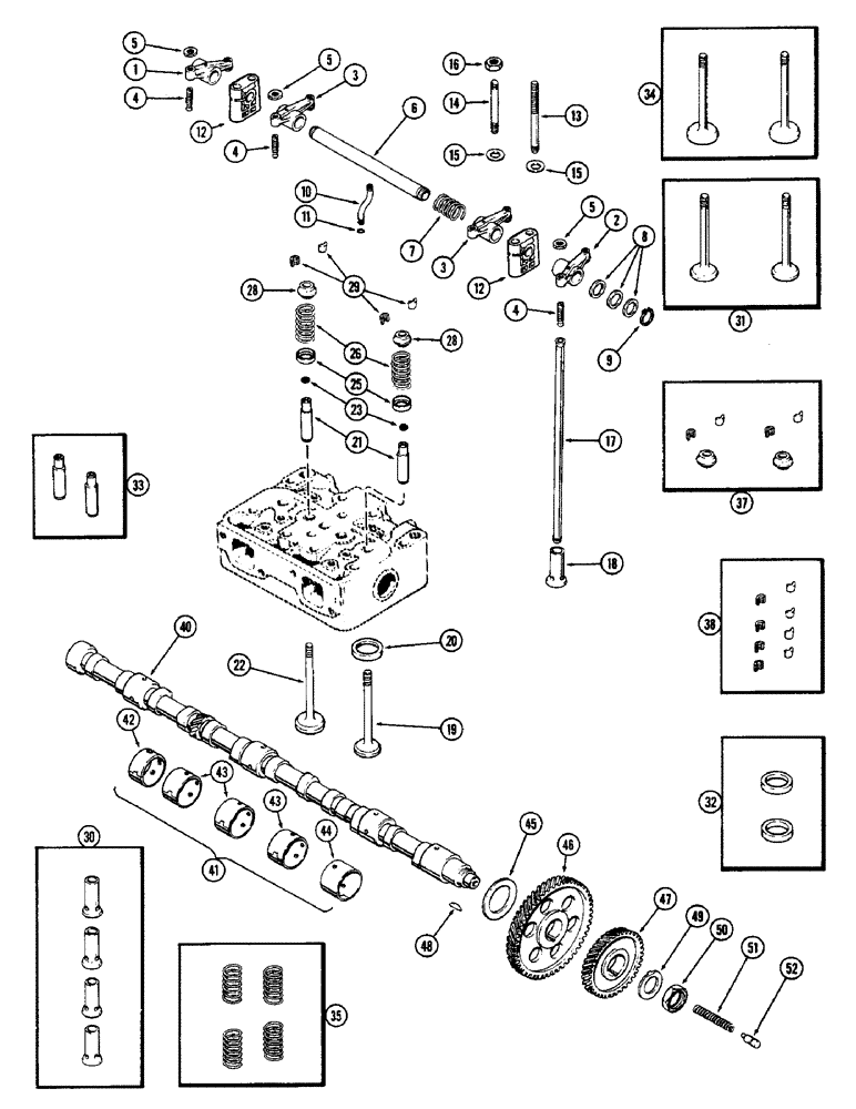 Схема запчастей Case W9E - (014) - VALVE MECHANISM & CAMSHAFT, (401B) DIESEL ENGINE (02) - ENGINE