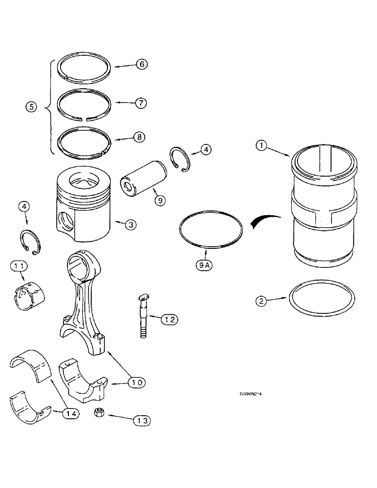 Схема запчастей Case 821B - (2-45A) - PISTON AND SLEEVE, 6T-830 EMISSIONS CERTIFIED ENGINE, TRACTOR P.I.N. JEE0050601 AND AFTER (02) - ENGINE