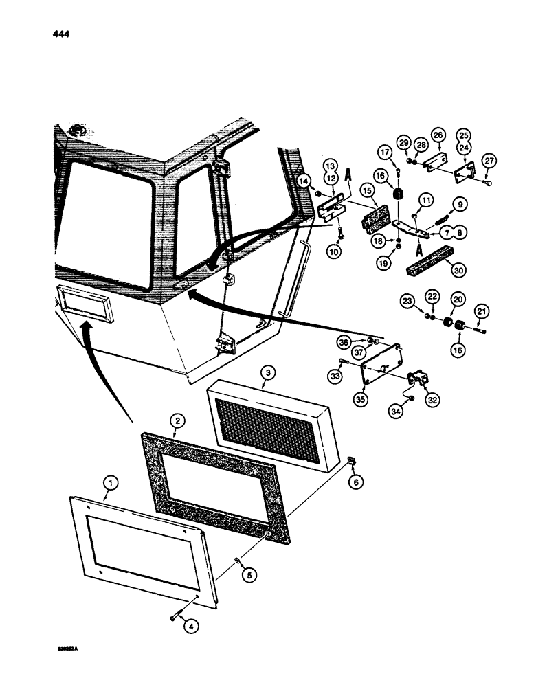 Схема запчастей Case W24C - (444) - CAB FILTER AND LATCHES (09) - CHASSIS/ATTACHMENTS