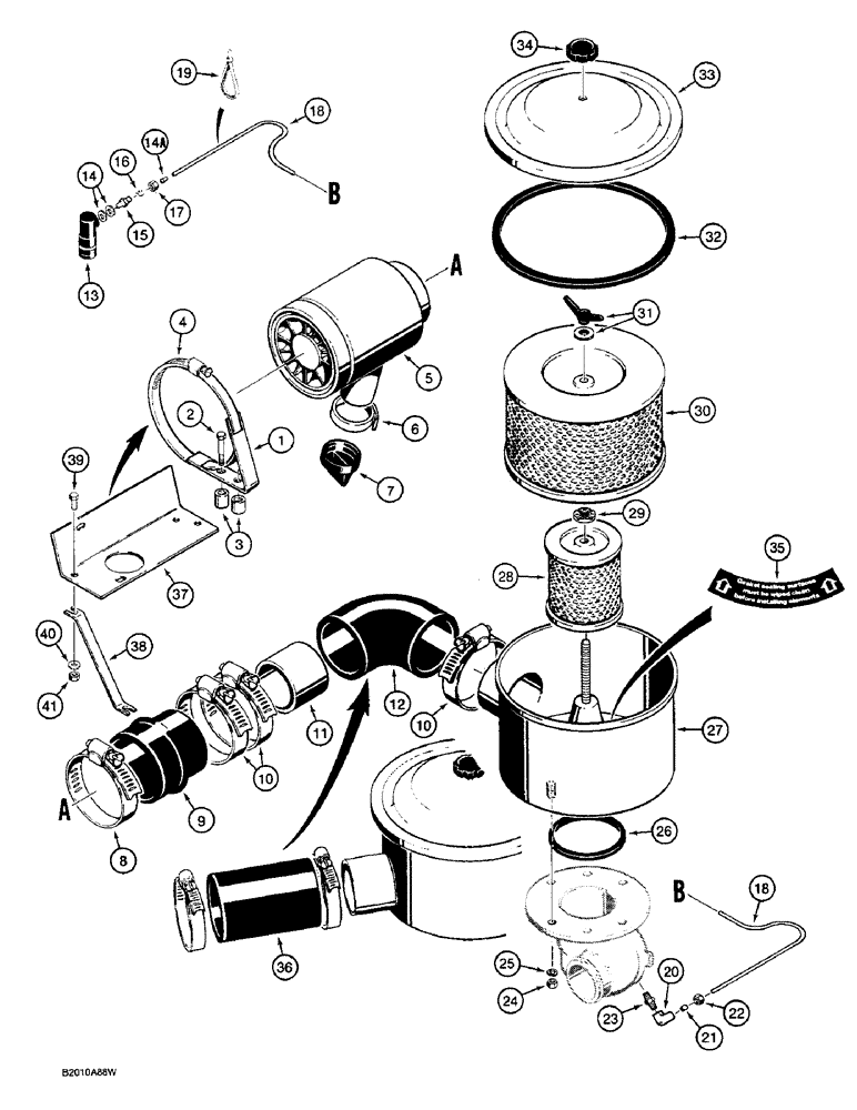Схема запчастей Case W36 - (2-48) - AIR CLEANER (02) - ENGINE