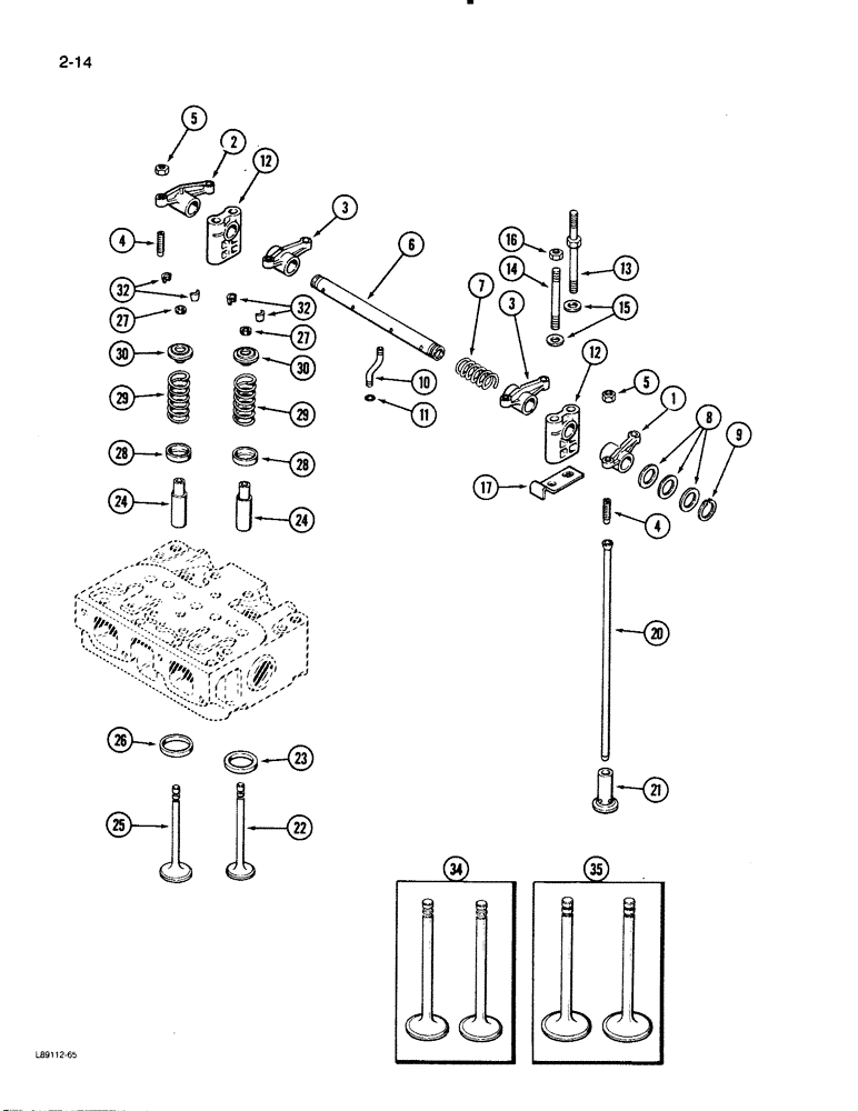 Схема запчастей Case W30 - (2-14) - VALVE MECHANISM, 504BDT ENGINE (02) - ENGINE