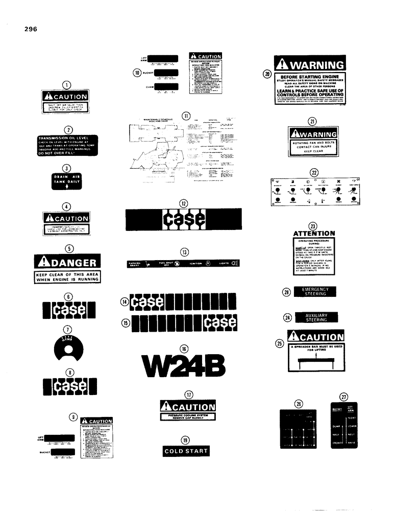 Схема запчастей Case W24B - (296) - DECALS (09) - CHASSIS