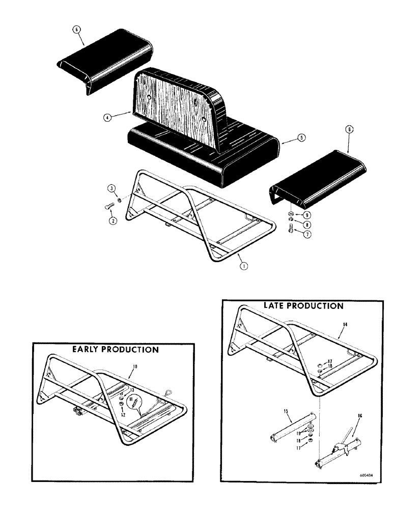 Схема запчастей Case 1000D - (198) - SEAT FRAME AND CUSHIONS (05) - UPPERSTRUCTURE CHASSIS
