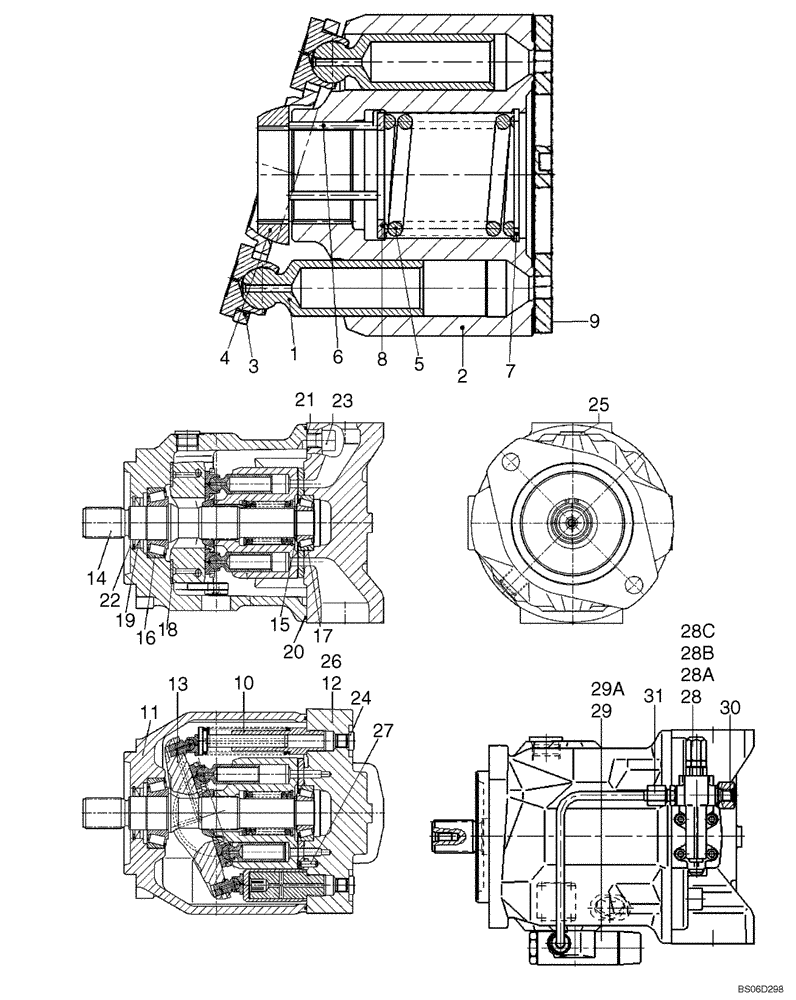 Схема запчастей Case 521E - (08-04) - PUMP ASSY - PRIOR TO P.I.N. N7F201209 (08) - HYDRAULICS