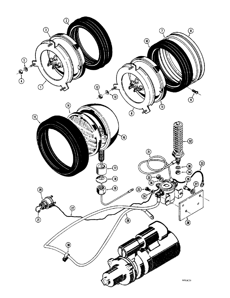 Схема запчастей Case 1150 - (039A) - D35909 HEADLIGHT ASSEMBLY (06) - ELECTRICAL SYSTEMS