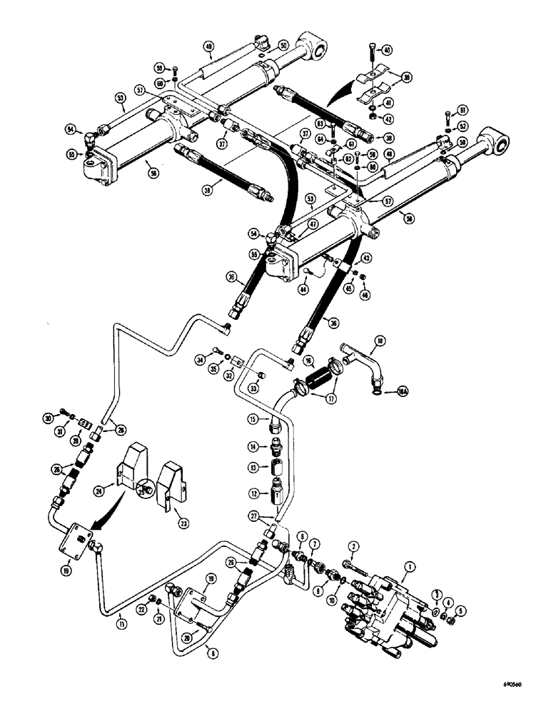 Схема запчастей Case W10C - (214) - LOADER HYDRAULICS, TILT CYLINDER HYDRAULICS (08) - HYDRAULICS