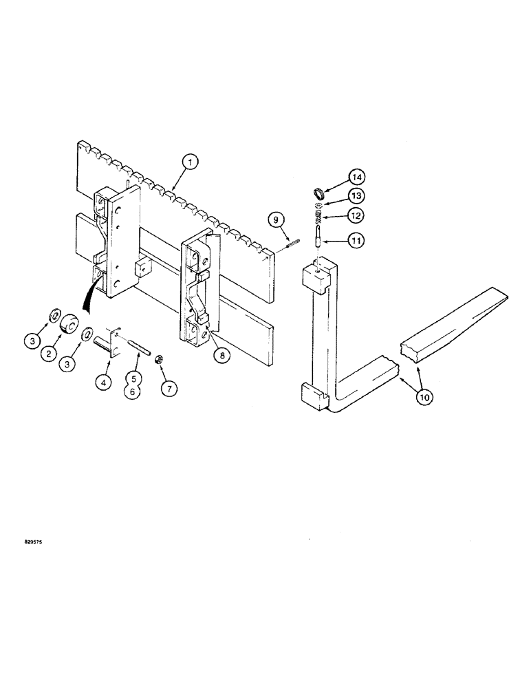 Схема запчастей Case W4 - (182) - FORKLIFT CARRIAGE AND FORKS (09) - CHASSIS/ATTACHMENTS
