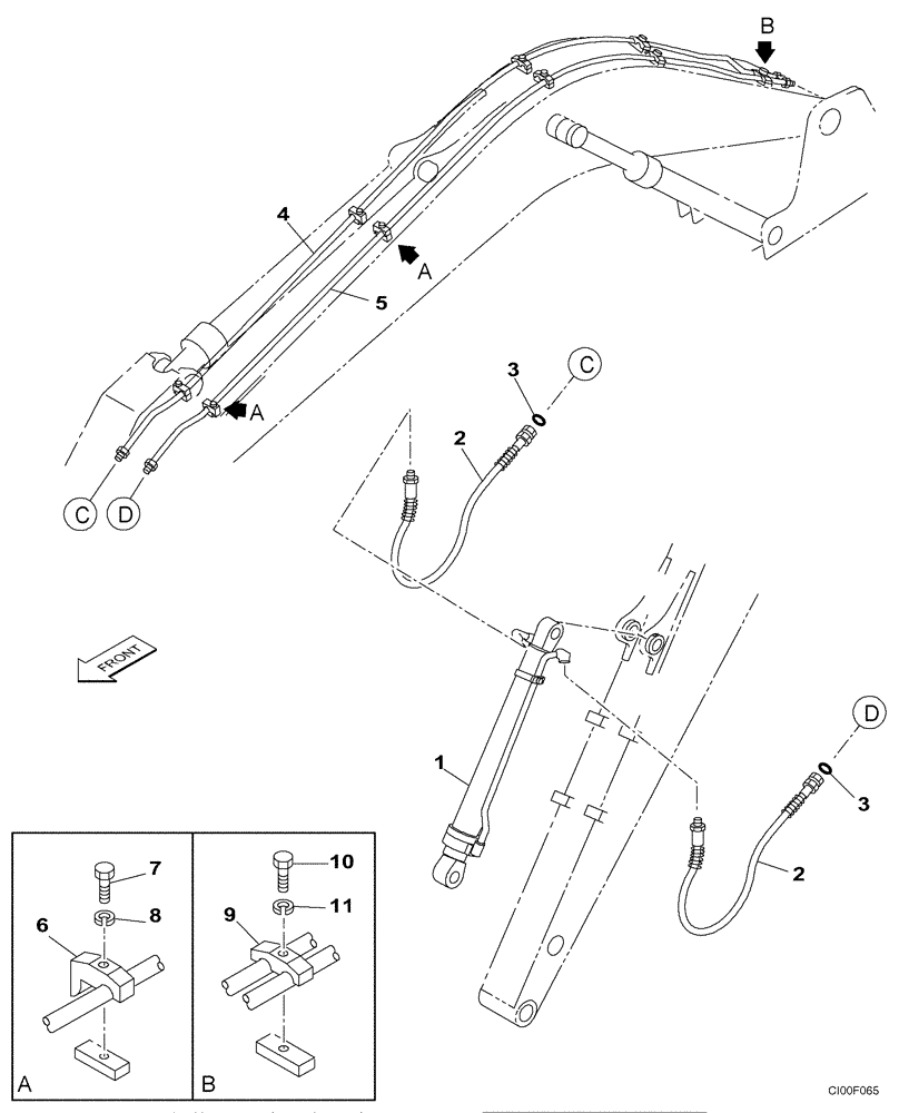 Схема запчастей Case CX240 - (08-13) - HYDRAULICS - BUCKET, 3,09 METER (10 FT 3 IN) ARM (08) - HYDRAULICS