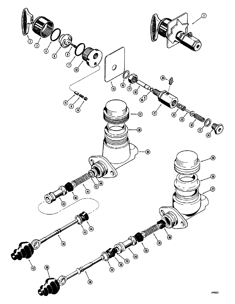 Схема запчастей Case 300 - (070) - D45182 MICO BRAKE LOCK, BRAKE MASTER CYLINDER (5.1) - BRAKES