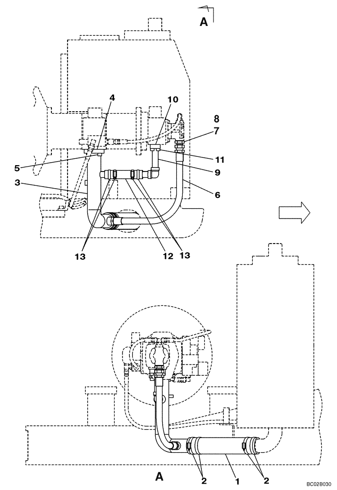 Схема запчастей Case CX130 - (08-009) - HYDRAULICS - PUMP SUCTION LINE (DAC0713099 - DAC0713245) (08) - HYDRAULICS