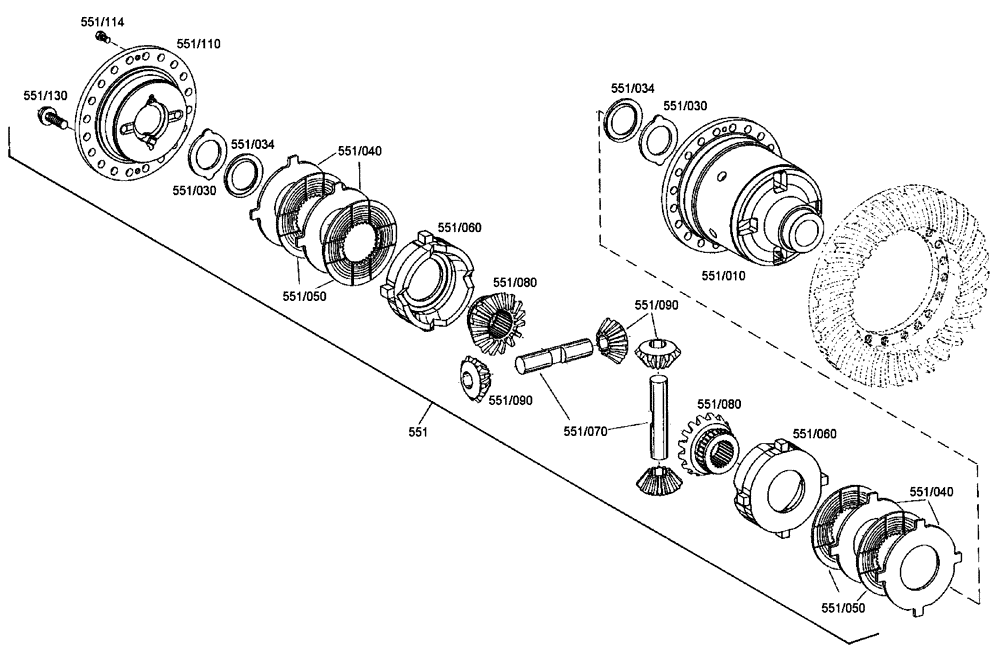 Схема запчастей Case 340B - (18A00000601[001]) - DIFFERENTIAL CARRIER, GEARBOX (87453827) (03) - Converter / Transmission