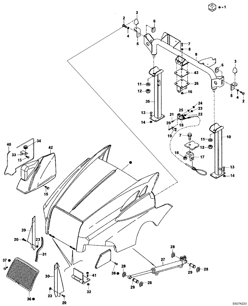 Схема запчастей Case 327B - (59A00000541[001]) - HOOD INSTAL (UNTIL P.I.N. HHD0327BN7PGXXXXX) (87559892) (10) - Cab/Cowlings