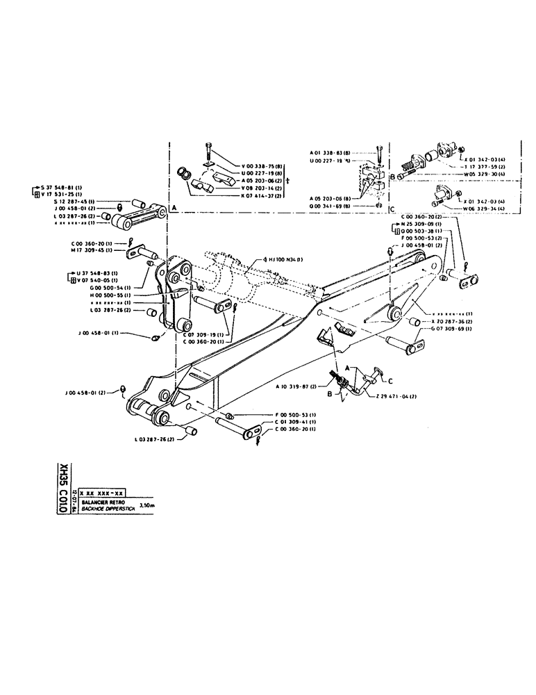 Схема запчастей Case 160CK - (303) - BACKHOE DIPPERSTICK (14) - DIPPERSTICKS