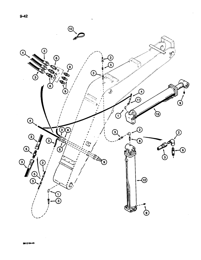Схема запчастей Case 1187C - (9-42) - BOOM LUBRICATION SYSTEM (09) - CHASSIS