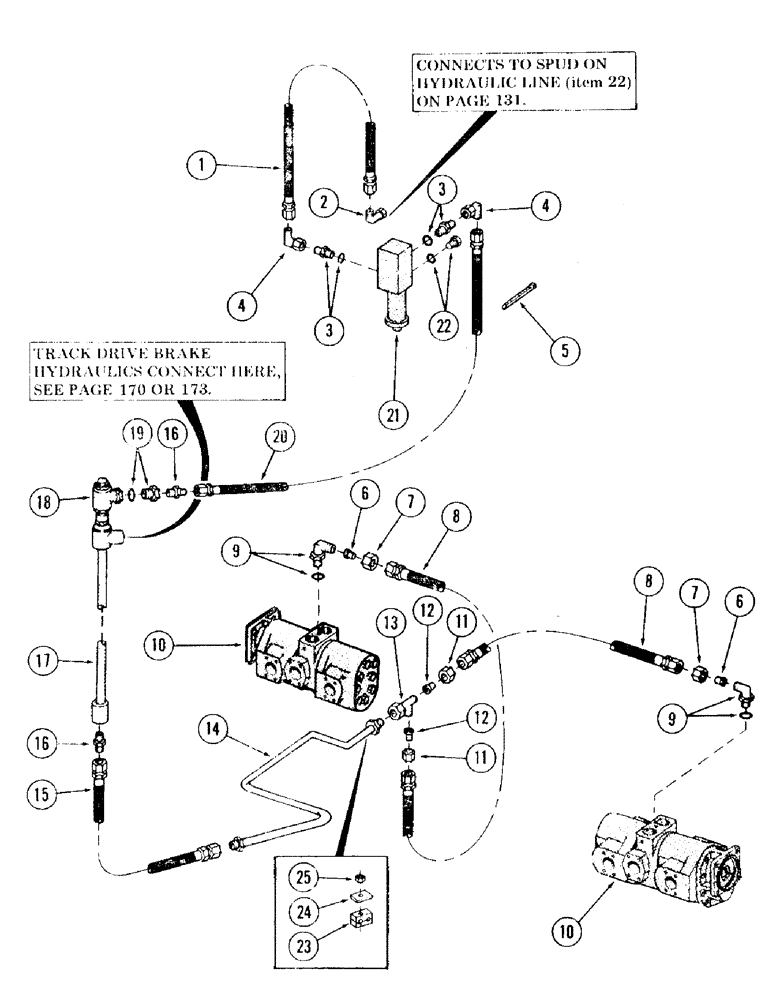 Схема запчастей Case 120 - (167) - TRACK DRIVE MOTOR PILOT HYDRAULICS (48) - TRACKS & TRACK SUSPENSION